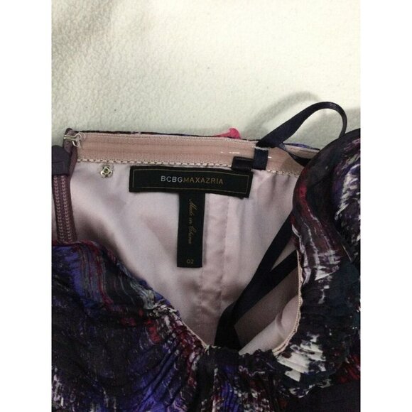 BCBG Maxazria Strapless Dress Multicolor Sheer Chiffon Jewel Trim Size 2 - Picture 6 of 6
